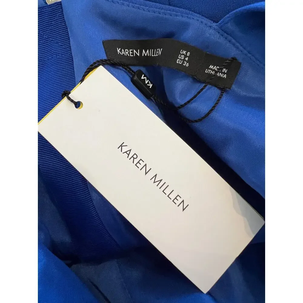 Karen Millen Asymmetric Strap Bodycon Dress Royal Blue 4